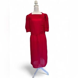 Elegant Vintage 80s Vibrant Red Dress